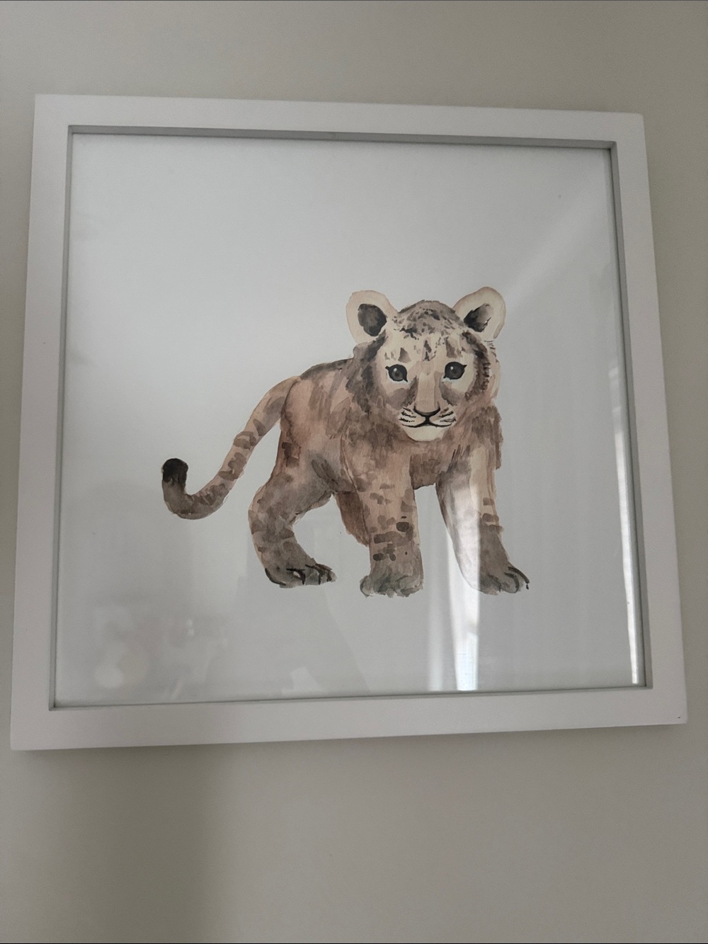 Pottery Barn Kids Brown Watercolor Tiger Cub Wall Art
